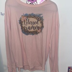 Pink 'Blessed Grammy' Long Sleeve Top